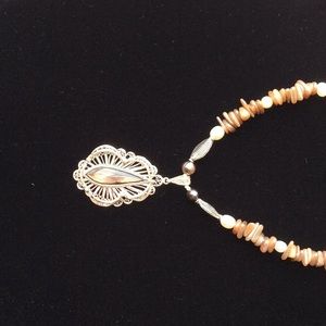 Exotic SS filigree pearlized statement necklace